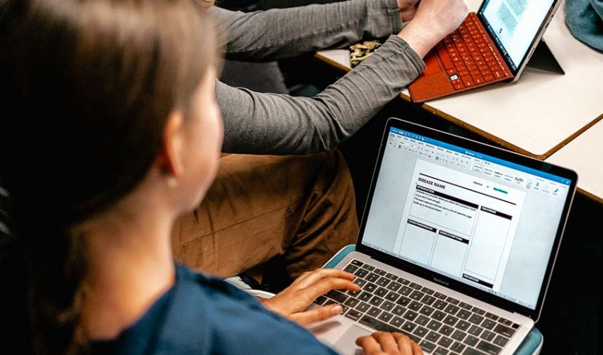 Students taking part in online learning